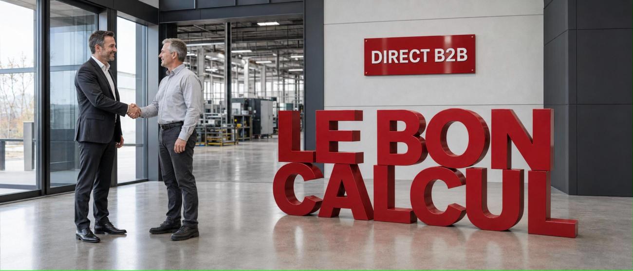 Poignée de main entre un conseiller Direct B2B et un dirigeant de PME manufacturière : le bon calcul