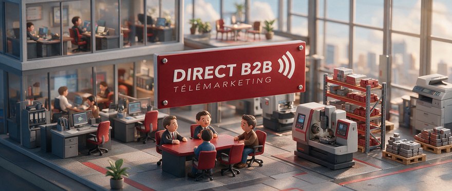 Décideurs d'une PME manufacturière québécoise autour de la table, prospection B2B Direct B2B