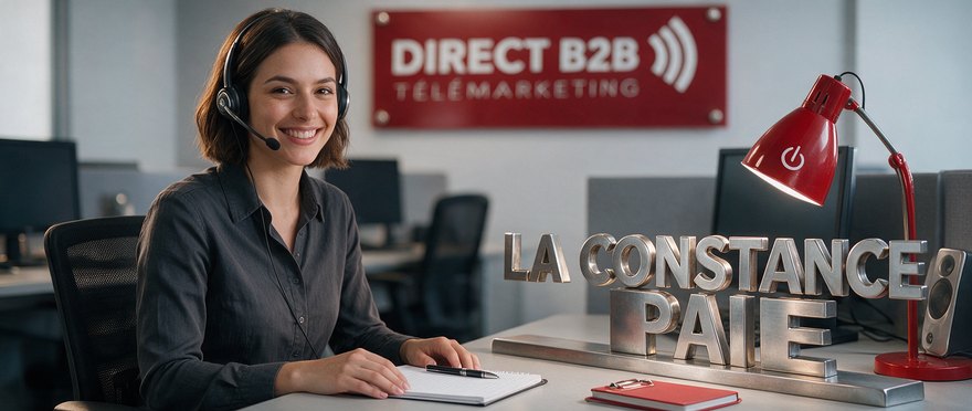 Agente de prospection téléphonique B2B à son poste, la constance paie, Direct B2B